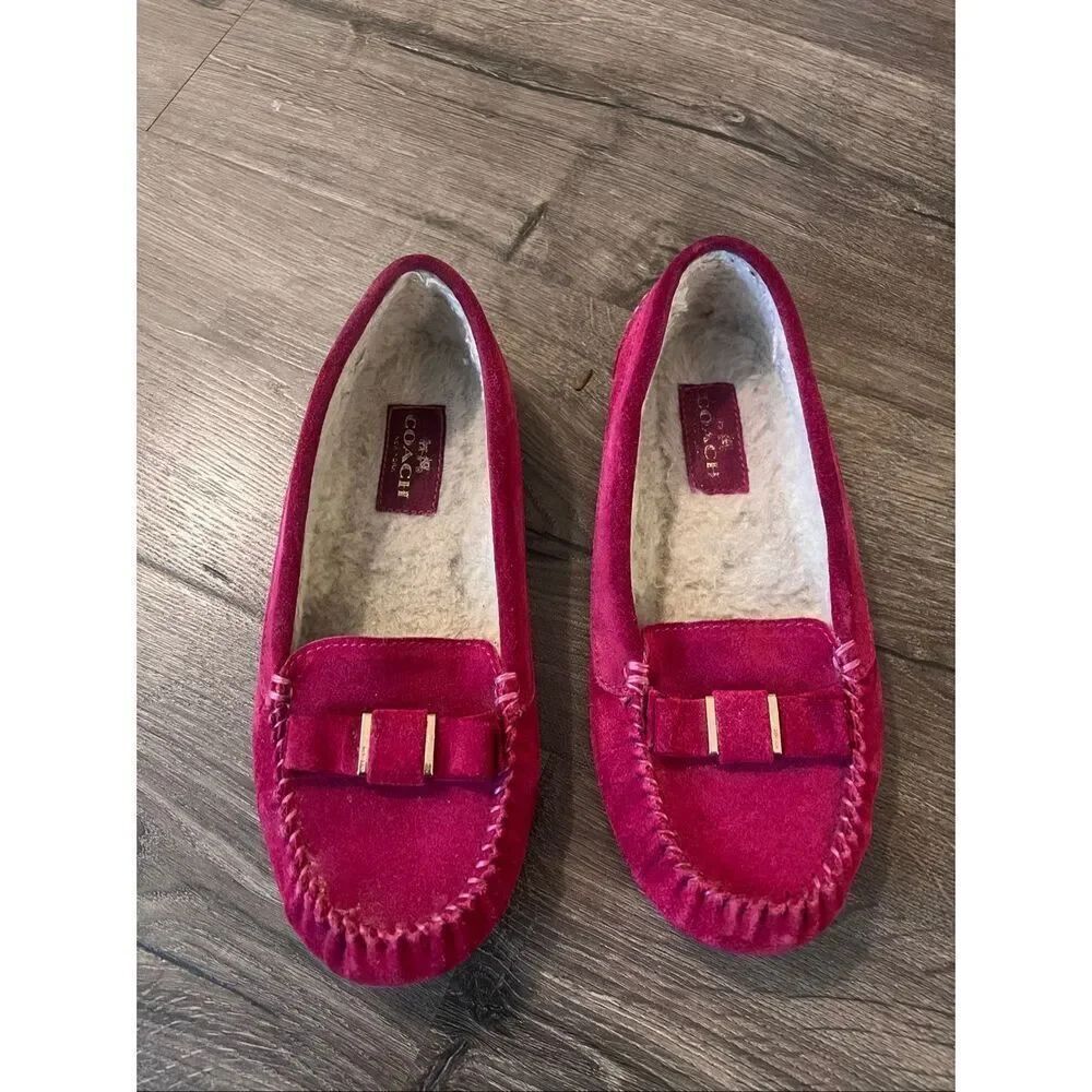 Coach Q6152 Women's Raspberry Alisha Suede Leather Moccasin/Loafers, Size 7B